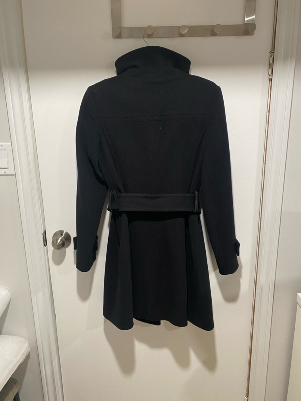 Aritzia Black Double-Breasted Belted Wool Trench Coat - Picture 2 of 8